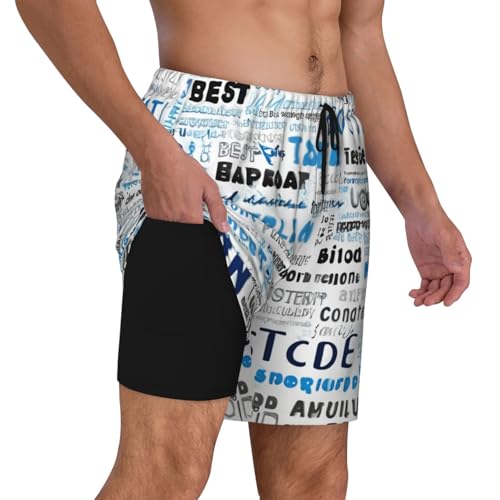 Pantalones cortos de natación transpirables: bañador de hombre con estampado azul para surf 6