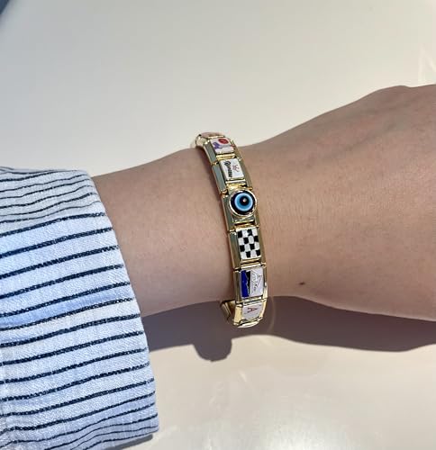 Gold Italian Bracelet, Custom Gold Italy Charms, Personalized Bracelet, Italian Charm Bracelet and Opening Tools, 9mm Modular Charms Link Handmade DIY Jewelry Gifts2