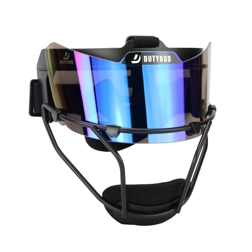 DUTYBOD Softball Face Mask Softball mask Visor Lightweight and Comfortable with Wide Field Vision fit All Ages - Durable and Safety Softball Face Mask Sets (Black-Blue) - Thumbnail 7