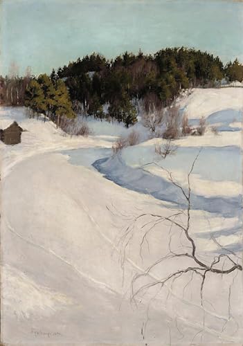Tableau Impressions d'art Mural Paysage d'hiver Pekka Halonen, une décoration raffinée de 60x90cm