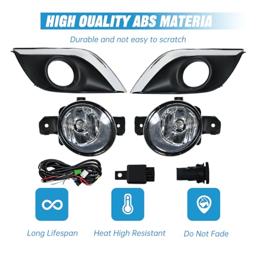 ILAMP Fog Lamps Assembly with Bulb Compatible with 2015-2019 Nissan Sunny/Versa,Fog Lights with Covers Harness Switch Kit Replacement for Left&Right Side Fog Lights Assembly 2Pcs