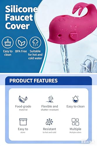 Image of Baby Bath Spout Cover, Silicone Faucet Protector for Kids - Soft Universal Tub Spout Guard, Prevent Bumps & Burns, Non-Slip Bath Safety Accessories for Infants Toddlers(Pink /Blue /Grey) (Pink)