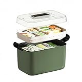 Veystor 2 Tiers Medicine Organizer - Portable Medicine Storage Box with Handle, Large Capacity Plastic Medical Cabinet, Multipurpose Supply Organizer with Removable Tray, Empty First Aid Kit for Home