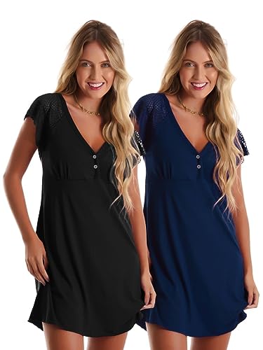 Kit com 2 Camisolas em Viscose com Detalhes Renda Estilo Camiseta...