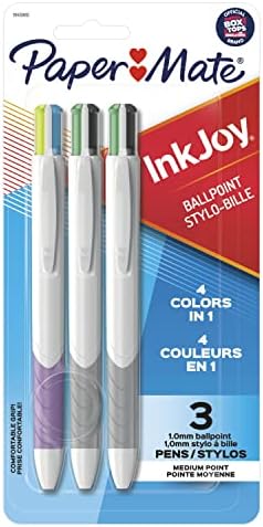 Paper Mate InkJoy Quatro Retractable Ballpoint Pens, Medium Point, Assorted Colors, 3 Pack