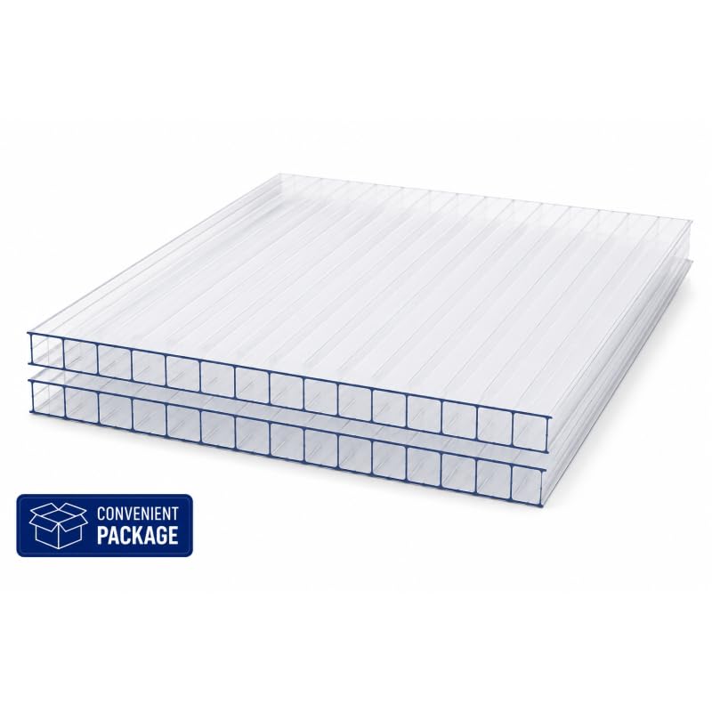Policarbonato Alveolare 16 mm 200x98 cm Trasparente 2 Pezzi