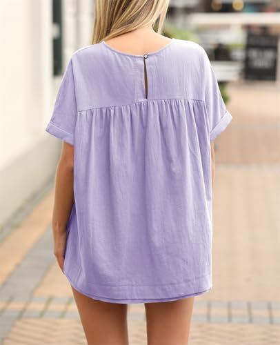 Image of Tankaneo Womens Summer Babydoll Tops Casual Loose Fit Peplum Oversized Tunic Shirts