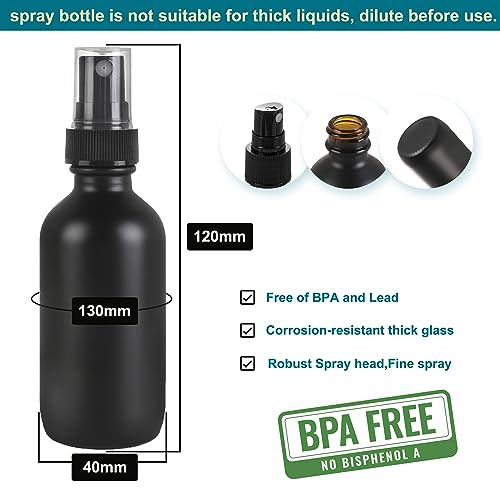 Frosted Black Glass Small Spray Bottle 2 oz 24 Packs,Fine Mist Sprayer Small Clear Bottles,Refillable Containers mini spray bottles for Cleaning Solutions and Skin Care (Frosted Black 24pcs)2