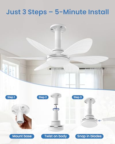 Ventilador de techo con luz Hisummer de 71cm con casquillo E27 motor DC y mando para dormitorio 4
