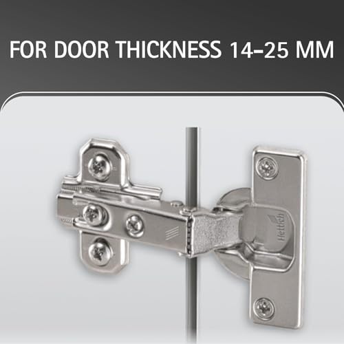 Image of Hettich Slide On Hinge 0K with Mounting Plate Cabinet Hinges | Cabinet Hinges | Full Overlay | Nickel Plated Finish | 95 Opening | 14-25mm Thick Panel | Pack of 5 (10 Hinge)