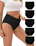 Innersy Women's 5 Pack High Waist Tummy Control Solid Color Cotton Briefs Panties