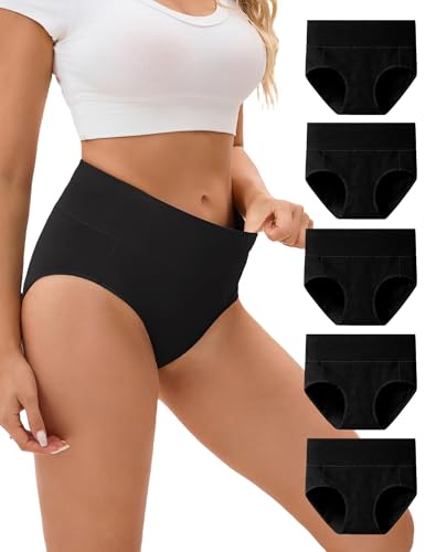 INNERSY Women's Underwear Cotton Soft Underwear High Waisted Breathable Briefs 5 Pack