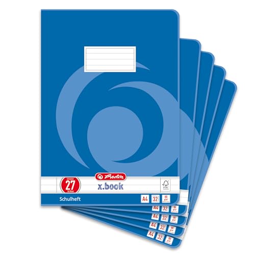 Herlitz Schulheft x.book A4 liniert Lineatur 27 32 Blatt 5 Stück