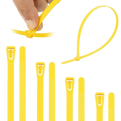 Armpow 100 Stück 7.6mm x 450mm Kabelbinder wiederverwendbar UV-Beständig Starkes Nylon Wiederlösbar Kabelbinder mit 50 kg Zugfestigkeit(Gelb)