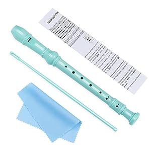 Fansjoy Soprano Recorder for Children Beginners, German Style C Key 8-Hole Recorder Instrument ABS 3 Piece with Cleaning…
