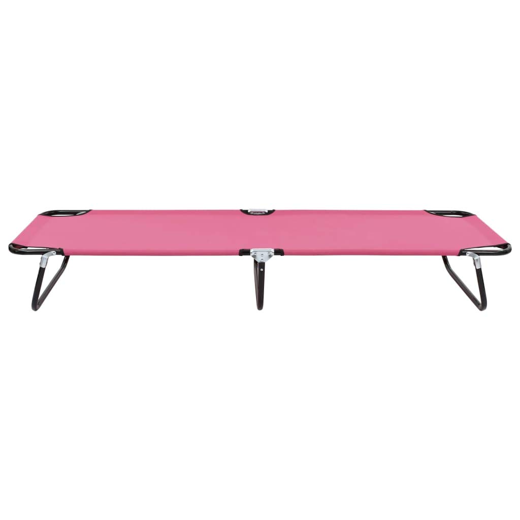 Składany leżak turystyczny stalowy różowy 190x58x28 cm do 120 kg na plażę ogród kemping park składane łóżko polowe z ramą stalową i tkaniną 600D PE