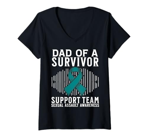 Mujer Dad of a Survivor Sexual Assault Awareness Gifts Matching Camiseta Cuello V