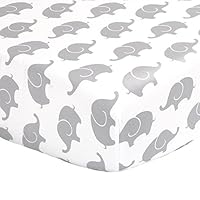 Algopix Similar Product 3 - Grey Elephant Fitted Crib Sheet  100