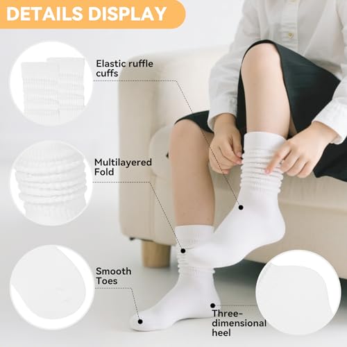 Zando Girls Slouch Socks for School Uniform Toddler Knee High & Ankle Socks for Girls Kids Long Tube Cotton Stockings2