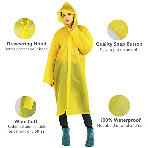 Image of Rain Poncho for Kids Boys Girls - 2 Pack Reusable Waterproof Rain Coat Jacket for Teen Disney, Clear Pink Yellow Blue Purple