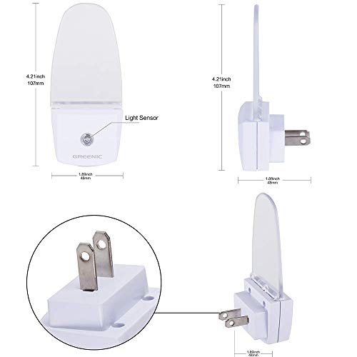 Image of GREENIC Plug in LED Night Light Lamp 4 Pack with Light Sensor Blue