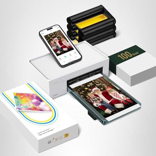 Liene M100 4x6'' Photo Printer, Phone Printer 100 Sheets & 3 Cartridges, Full-Color Photo, Portable Instant Photo Printer for iPhone Android, Thermal Dye Sublimation, Wi-Fi Picture Printer 100 Papers
