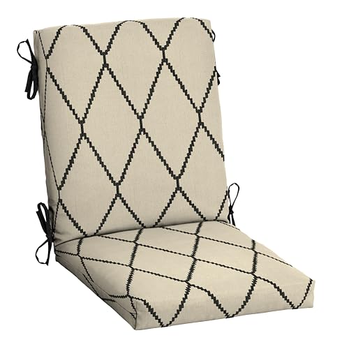 Image of Arden Patio Dining Outdoor Chair Cushions, 20x44, Rain-Proof Seat Pad, Fade-Resistant Outdoor Cushion Tan Diamond Trellis