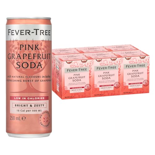 Fever-Tree Pink Grapefruit Soda, Sparkling Soft Drink Mixer, Natural Ingredients & Flavours, 250mL (Pack of 24 Cans)