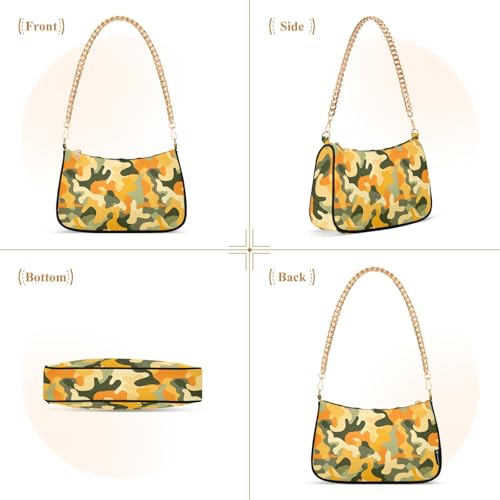 Sac à bandoulière imprimé camouflage jaune vert avec chaîne chic