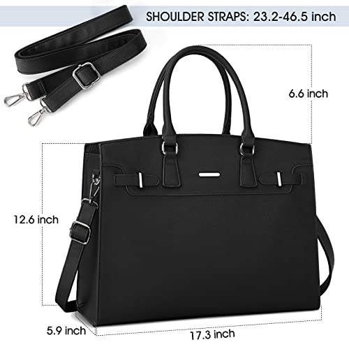 Laptop Bag For Women 15.6 Inch Waterproof Leather Tote Bag Lightweight Business Office Work Bag Large Capacity Professional Briefcase Computer Tote Bag Fashion Handbag Shoulder Bag Black #TOP3