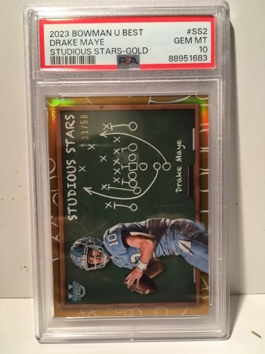 Drake Maye 2023 Bowman University Best "Studious Stars" Gold Rook...