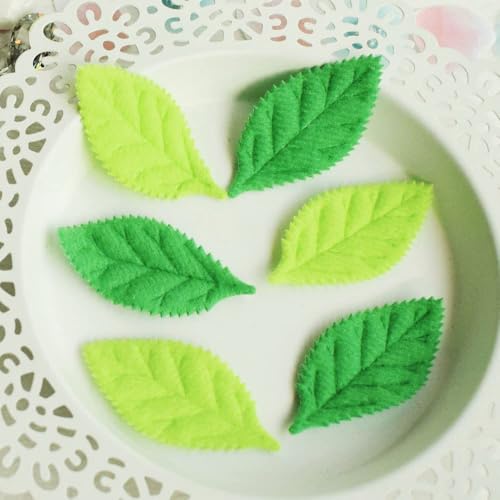 Image of YYCRAFT Pack of Padded 2-Faced Satin Velvet Leaf Appliques /Craft (180 PCS Lime /Green)
