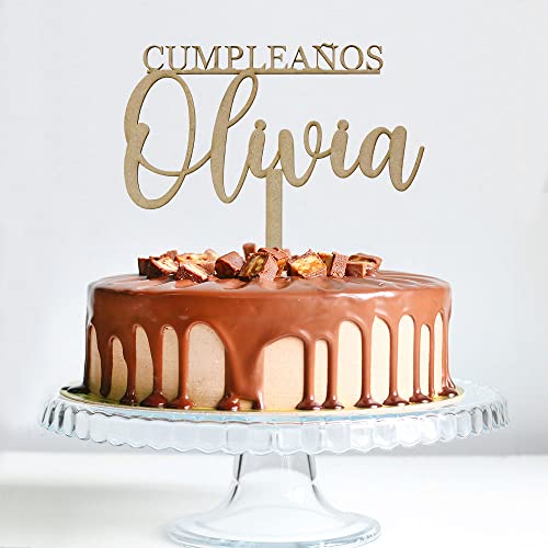 Topper para Tarta Cumpleaños Personalizado con Nombre Decoración Celebración
