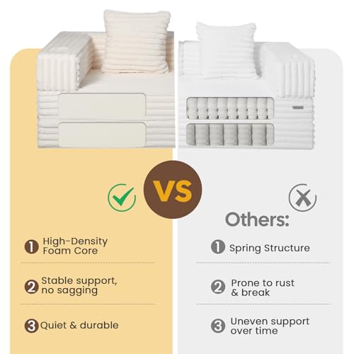 Image of COMAX Futon Sofa Bed, 4‑in‑1 Convertible Sofa Bed, Folding Boneless Couches | Boneless Couch for living room, Fold Out Small Foldable Loveseat Floor Sleeper Mattress Lounge Space‑Saving, Light Beige