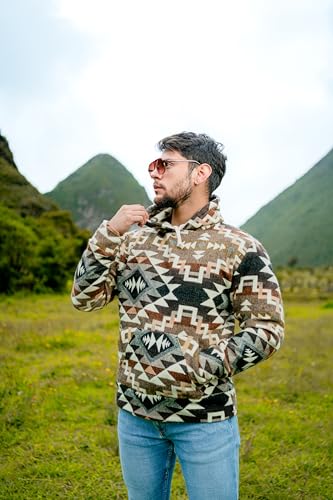 Image of Handmade Alpaca Sweater for Men or Women, Vibrant Colors, Soft and Hypoallergenic, Crafted by Otavalenos Artisans in Ecuador.
