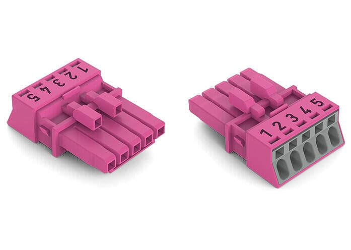 Connecteur d'alimentation 890 WAGO femelle 5 pôles 16A rose en lot de 50 pièces