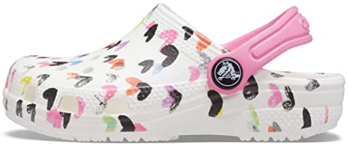 CROCS Classic Heart Print Clog K - White - C6 , 207000-100-C6, Kids Unisex , White , C6