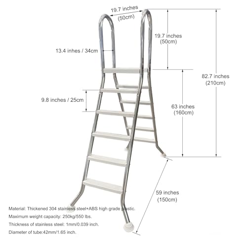 Escalera para piscina 160 cm acero inoxidable doble paso miniatura 6