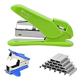 Weibo Effortless Desktop Blue Stapler, One Touch Stapling, Easy to Load Ergonomic Stapler, 40-50 Sheet Capacity, Includes 2000 Staples and Staple Remover (Green)