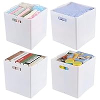 Yuright 4-Pack Collapsible Plastic Storage Cubes, Foldable Cube Storage Boxes, White