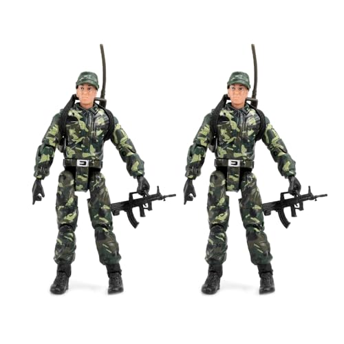 ViiKONDO 3.75 inch Action Figure Playset (2Pcs/Set) 1/18 Scale PLA World Peacekeeper Army Ranger Flexible Toy Soldier with Detachable Weapon Accessories (Team A)