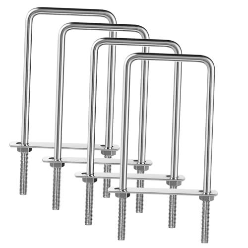 Lurrose 4pcs M8x70x180 304 Stainless Steel Square U-bolts Square Clamp Kit Metal Tube Strap Clamps for Trailer Plumbing Dryer Vent Mounting