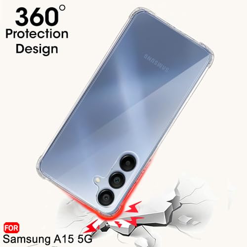 Image of TheGiftKart Crystal Clear Back Cover Case for Samsung Galaxy A15 5G | 360 Degree Protection | Shock Proof Design | Transparent Back Cover Case for Samsung Galaxy A15 5G (PC & TPU, Transparent Bumper)