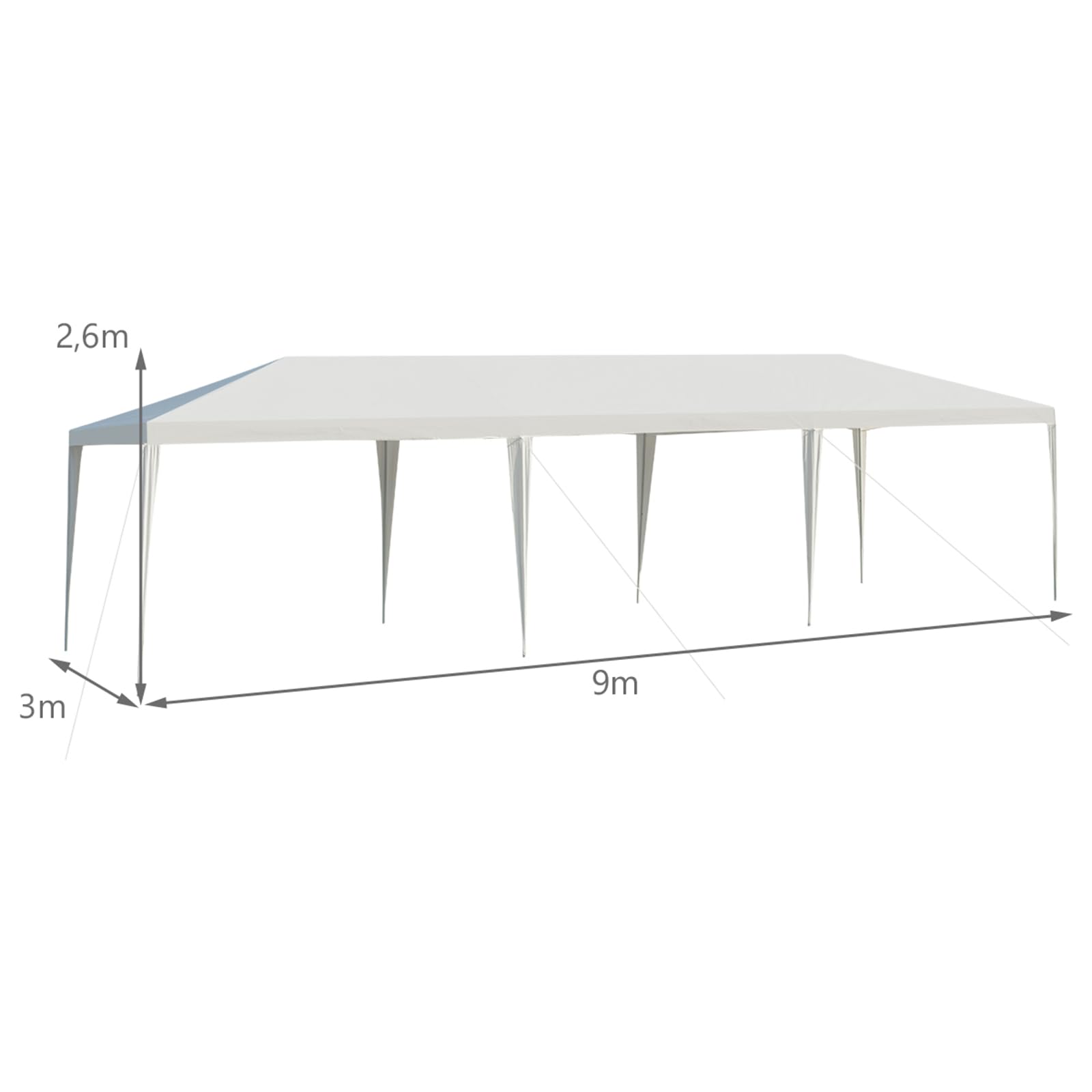 COSTWAY Gazebo da Giardino 3 x 9 m, Tendone per Feste con Struttura in Metallo, Impermeabile e Protezione UV, per Feste, Barbecue, Giardino e Spiaggia (3 x 9 m)