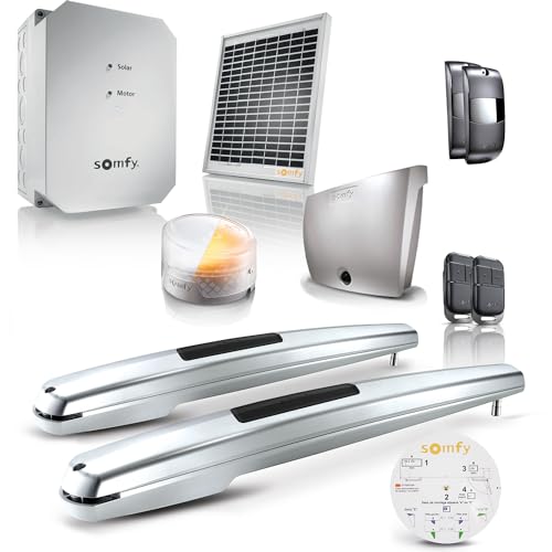 Somfy - Motorisation Exavia Star solaire à vis pour portail battant, Motorisation pour portail battant avec kit solaire inclus pour motoriser sans alimentation 230V,...