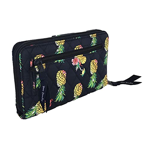 Vera Bradley Women's Pineapple Toucan Party Turnlock Wallet, RFID Blocking Signature Cotton Wallet, Large Capacity Travel Purse2