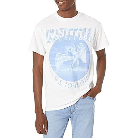 Led Zeppelin mens Led Zeppelin Us Tour 1975 White T-shirt T Shirt, White, X-Large US Cover