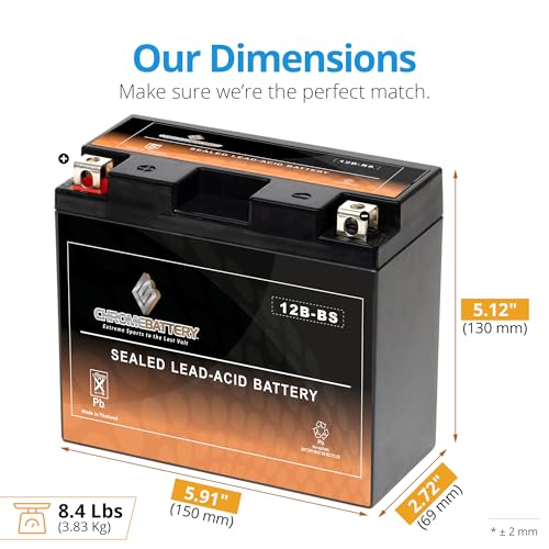 Image of CB CHROMEBATTERY YTX12B-BS Maintenance-Free, 175 CCA, 12V 10Ah Battery Replacement for ATV, Motorcycle, Jet Skis, Scooter, UTV, and More - Nut and Bolt (T3) Terminal