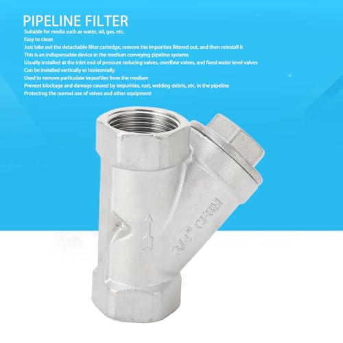Y-Sieb Edelstahl, Edelstahl Y-Typ Sieb mit Doppellagigem Netzgewinde 3/4 Zoll DN20, Y-Filter für Wasser Öl Gas, Industrielles Sieb für Sanitär Anwendungen