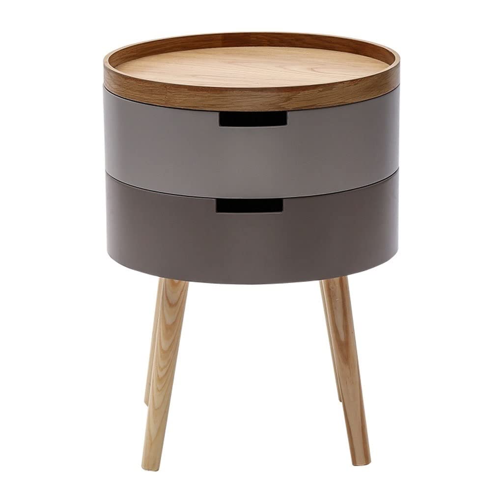 BHGFYXBS Side Tables Bedroom Nordic Creative Round Bedside Table Double Drawer Bedroom Storage Cabinet Small Coffee Table Round Table Bedside Table Bedside Tables